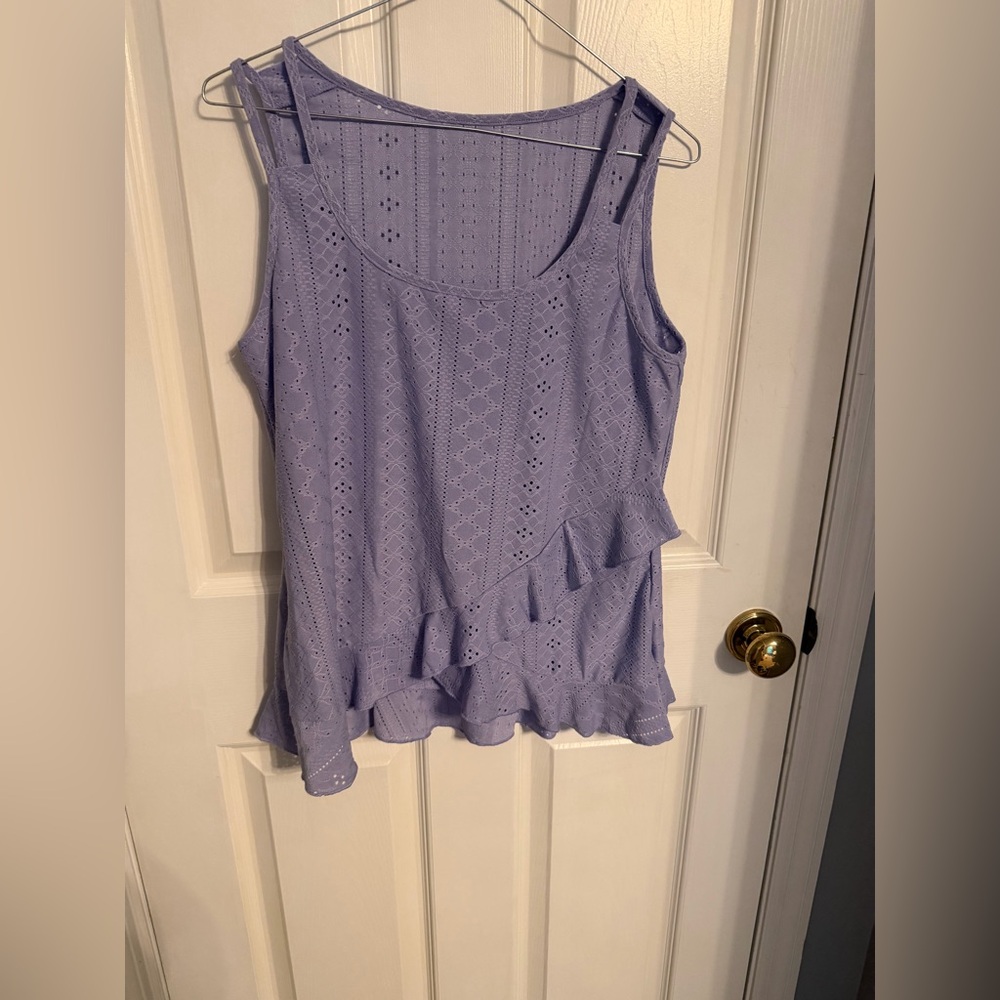 Lavender Eyelet Ruffle Tank Top, large